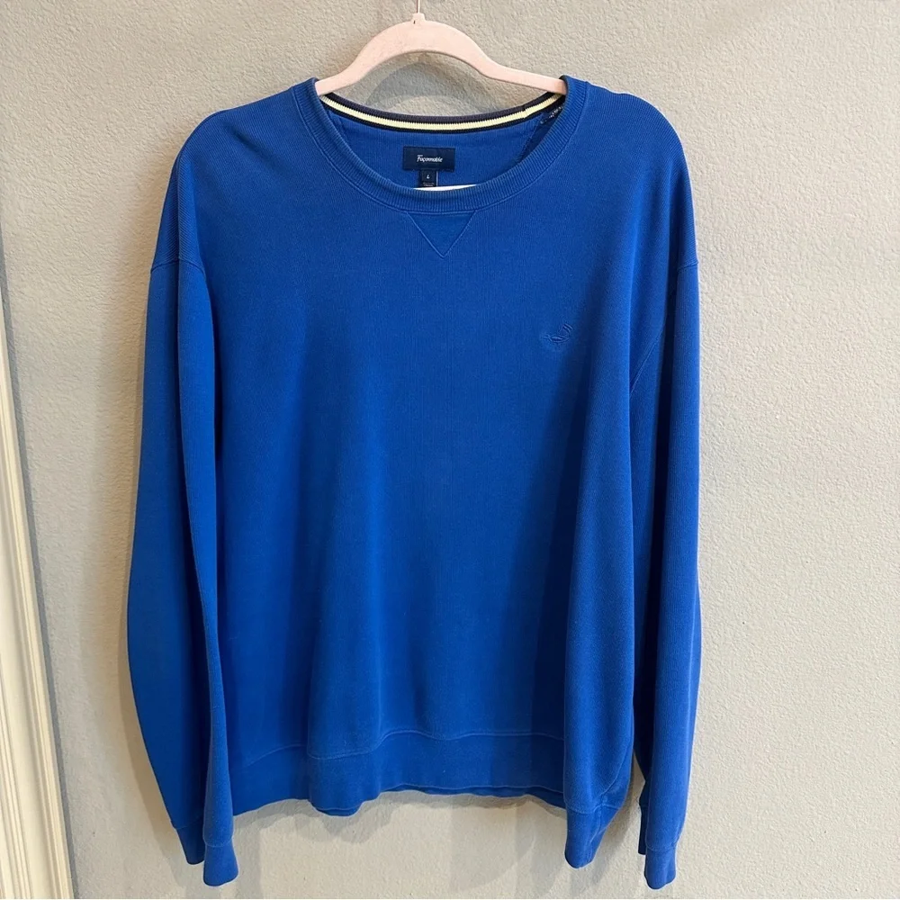 Faconnable Men’s Royal Blue Crewneck Sweatshirt Pullover 100% Cotton Size L